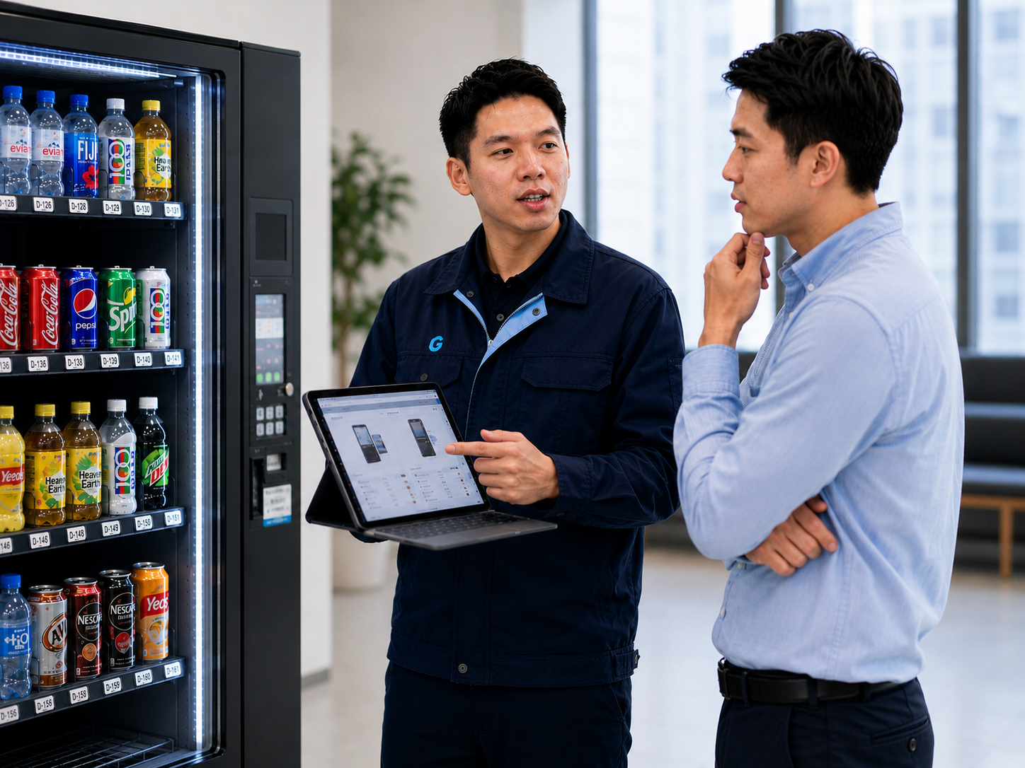 Gest Technology team recommending a suitable cashless payment solution for a vending machine