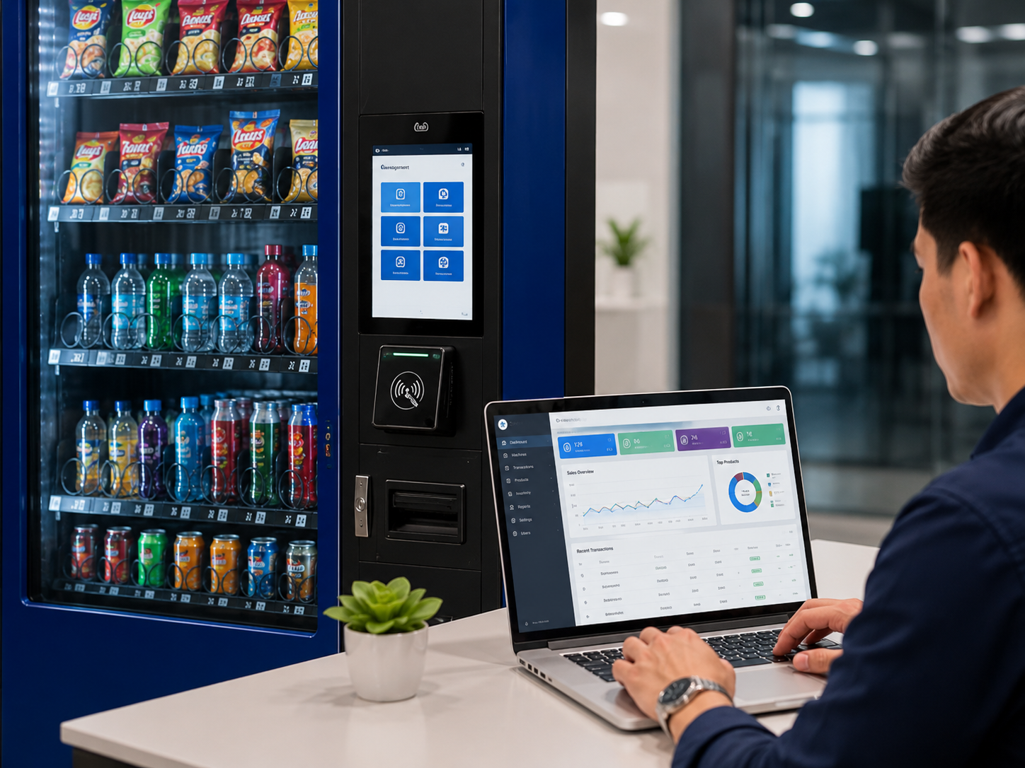 Custom software integration dashboard with Gest Technology vending machine system