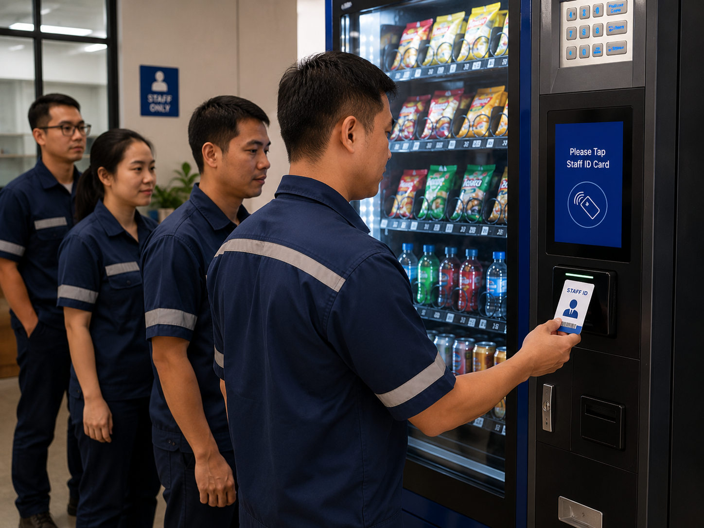 Staff ID redemption system on a Gest Technology self-service vending machine