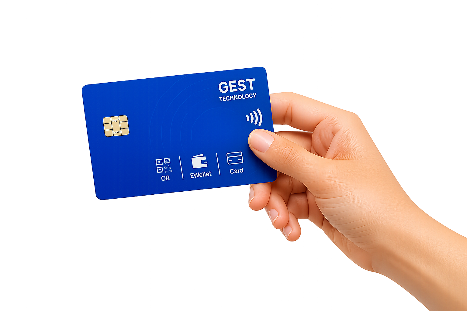 Contactless card tapped on a Gest Technology cashless payment device